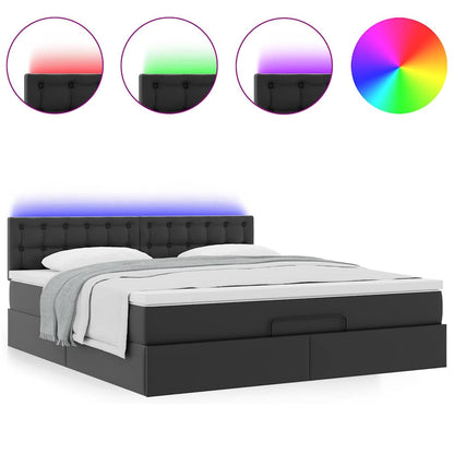 Lit ottoman avec matelas & LED Noir 180x200cm similicuir