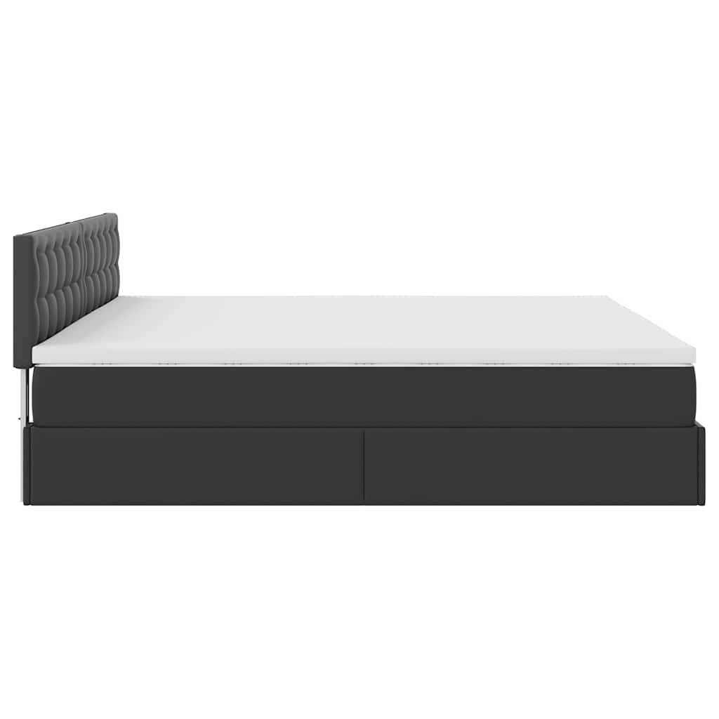 Lit ottoman avec matelas & LED Noir 180x200cm similicuir