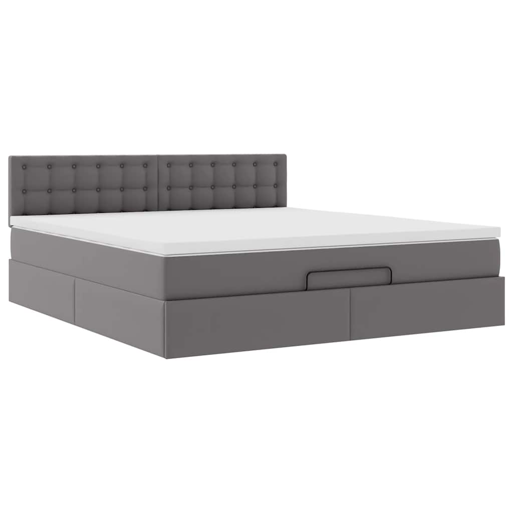 Lit ottoman avec matelas & LED Gris 180x200cm similicuir