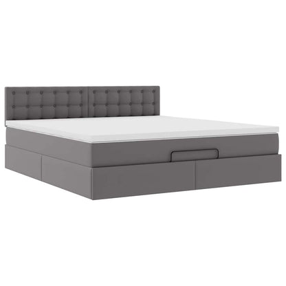 Lit ottoman avec matelas & LED Gris 180x200cm similicuir