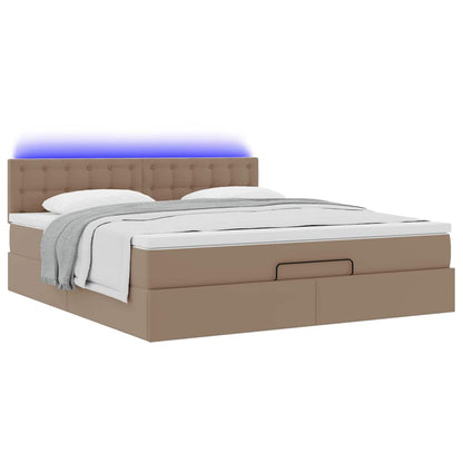 Lit ottoman avec matelas & LED Cappuccino 180x200cm similicuir