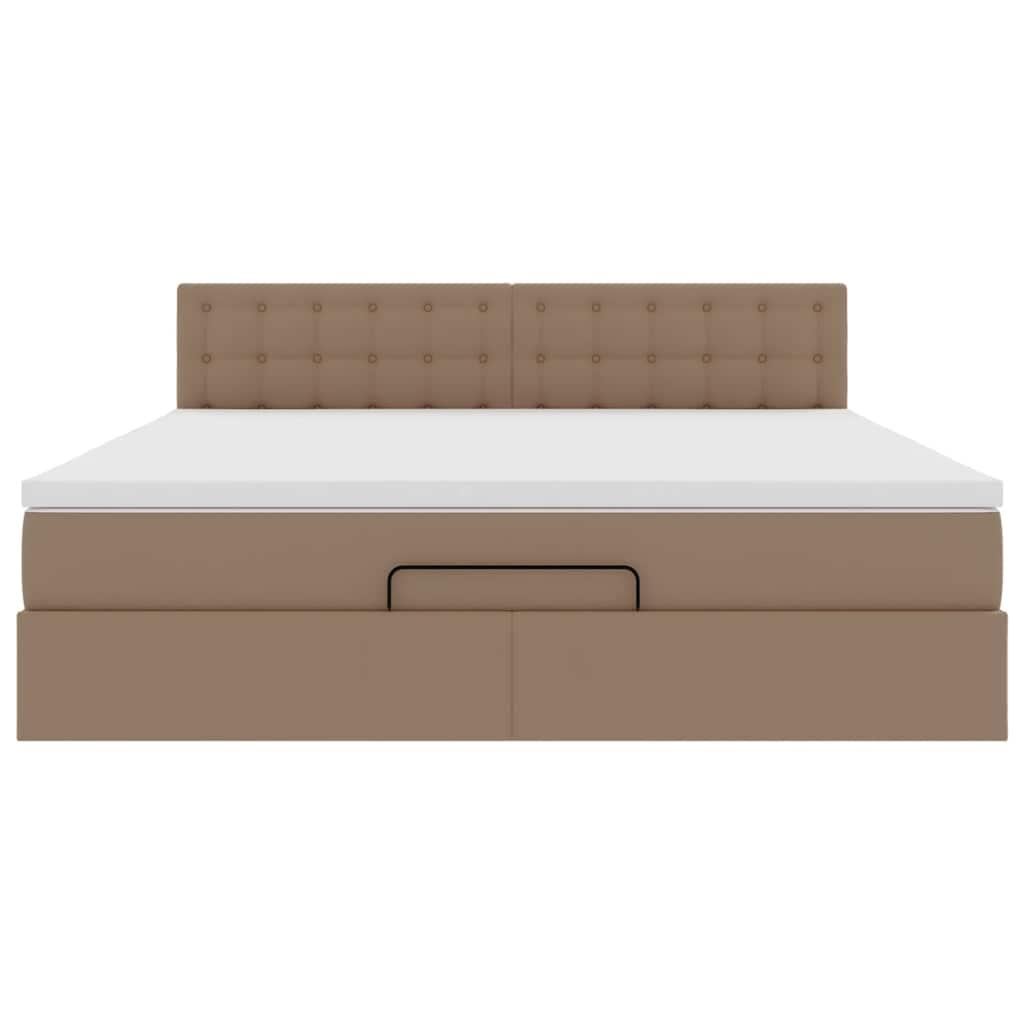 Lit ottoman avec matelas & LED Cappuccino 180x200cm similicuir