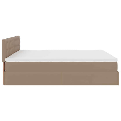 Lit ottoman avec matelas & LED Cappuccino 180x200cm similicuir