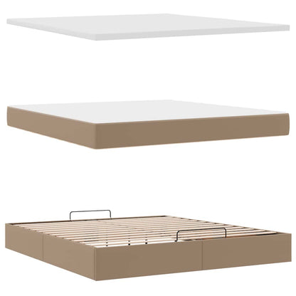 Lit ottoman avec matelas & LED Cappuccino 180x200cm similicuir