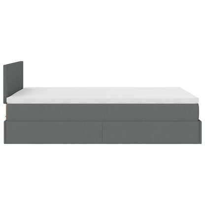 Lit ottoman avec matelas et LED gris foncé 120x190 cm tissu