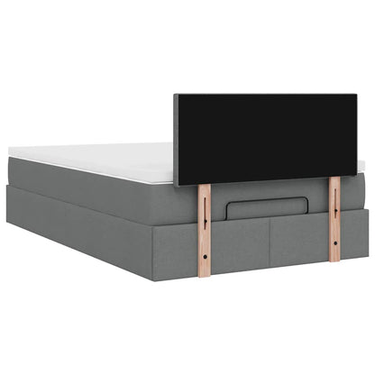 Lit ottoman avec matelas et LED gris foncé 120x190 cm tissu