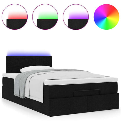 Lit ottoman avec matelas et LED noir 120x190 cm tissu