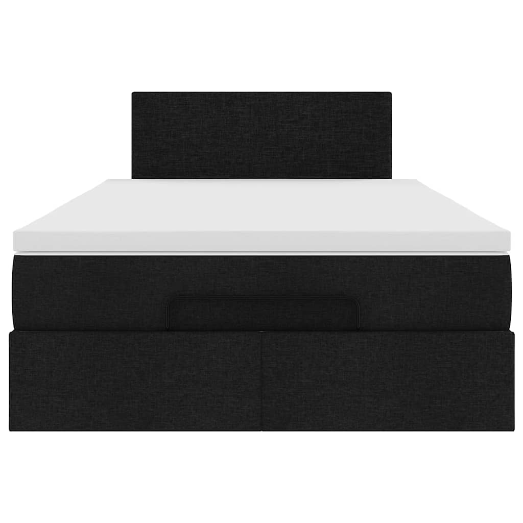 Lit ottoman avec matelas et LED noir 120x190 cm tissu