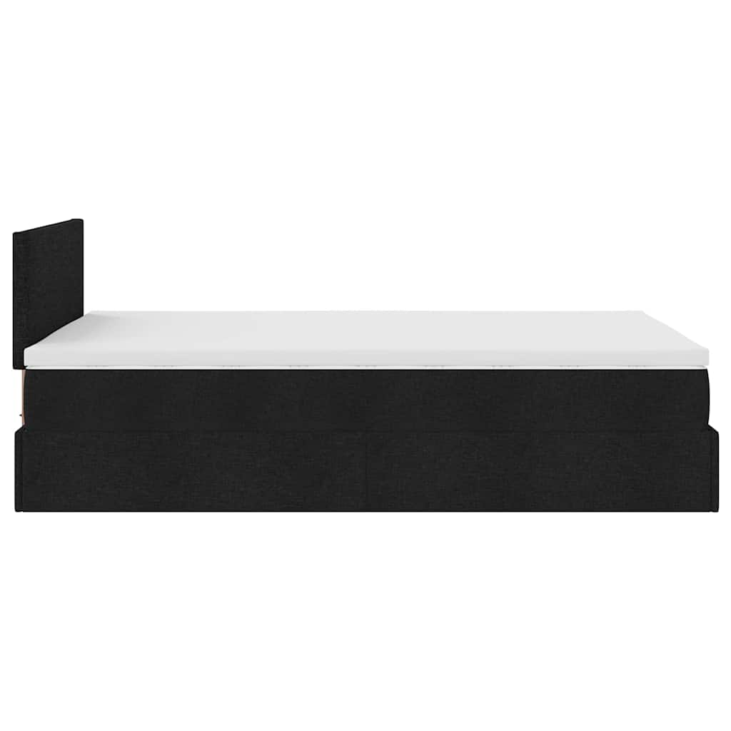 Lit ottoman avec matelas et LED noir 120x190 cm tissu