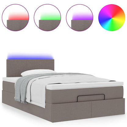 Lit ottoman avec matelas et LED Taupe 120x190 cm tissu