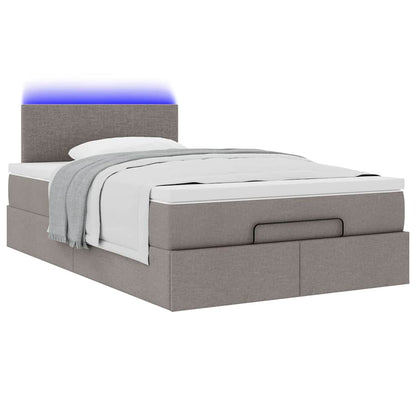 Lit ottoman avec matelas et LED Taupe 120x190 cm tissu