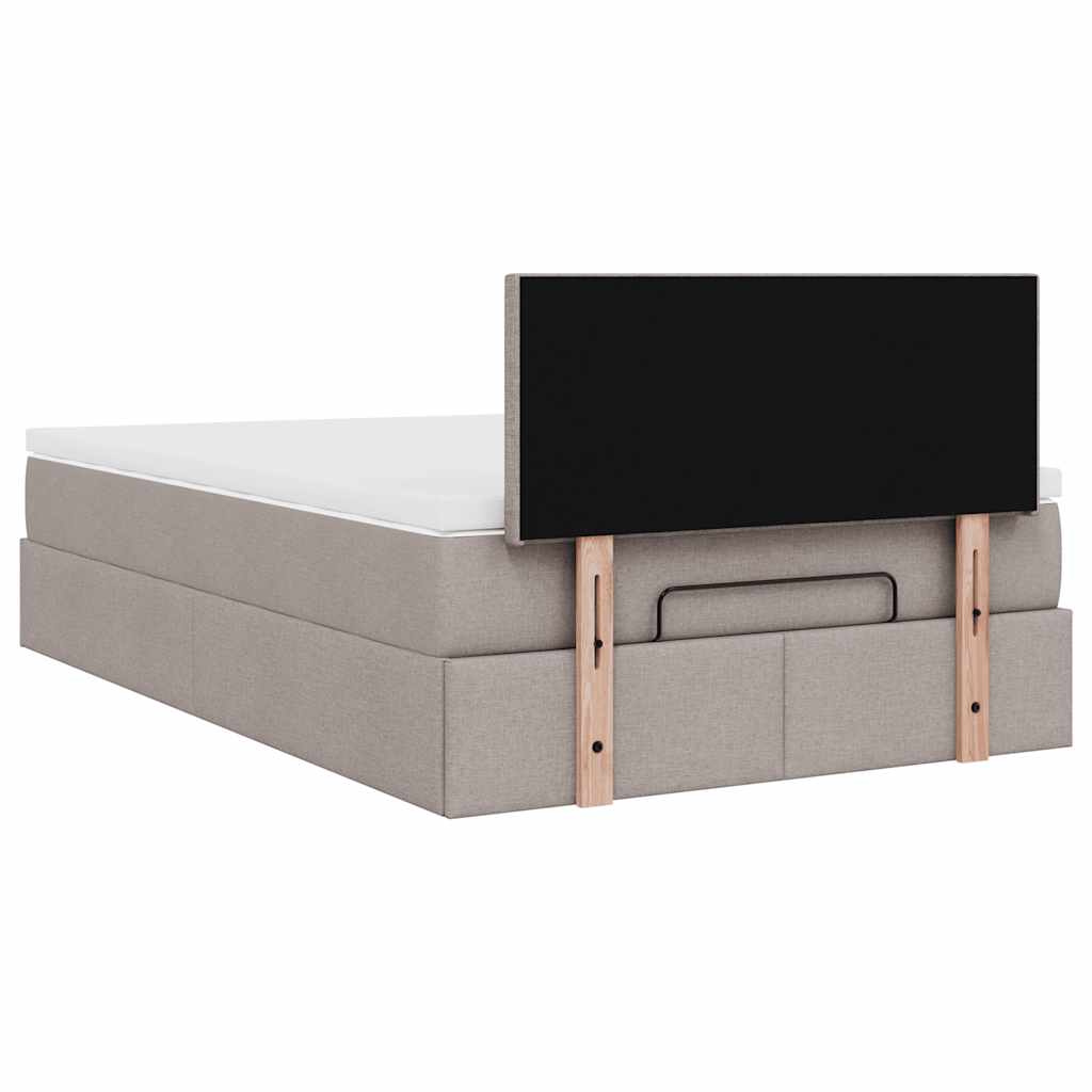 Lit ottoman avec matelas et LED Taupe 120x190 cm tissu