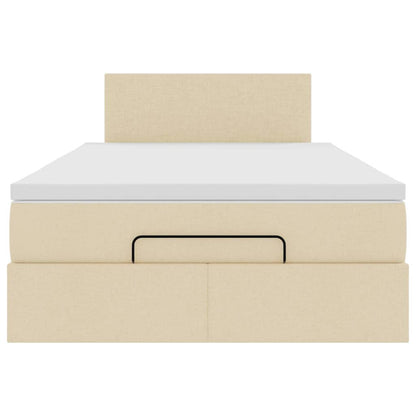 Lit ottoman avec matelas et LED crème 120x190 cm tissu