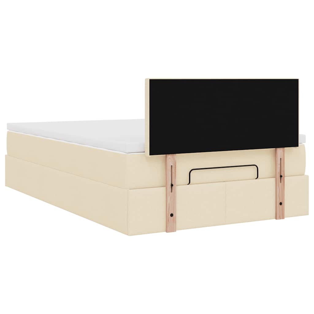 Lit ottoman avec matelas et LED crème 120x190 cm tissu