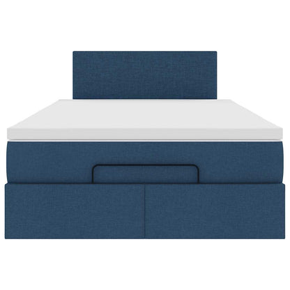 Cadre de lit ottoman avec matelas bleu 120x190 cm tissu