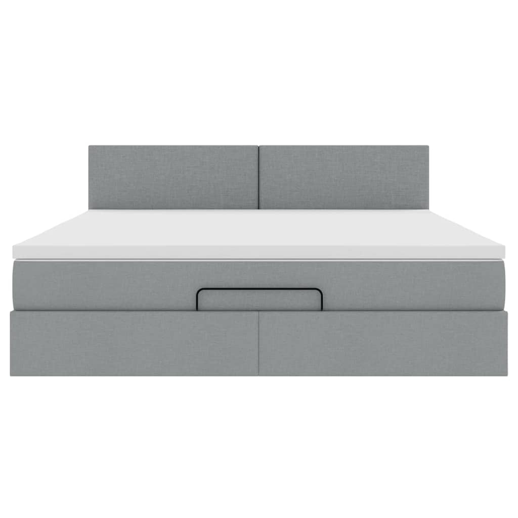 Lit ottoman avec matelas et LED Gris clair 180x200 cm tissu