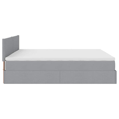 Lit ottoman avec matelas et LED Gris clair 180x200 cm tissu