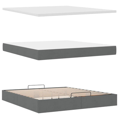 Lit ottoman avec matelas et LED Gris foncé 180x200 cm tissu