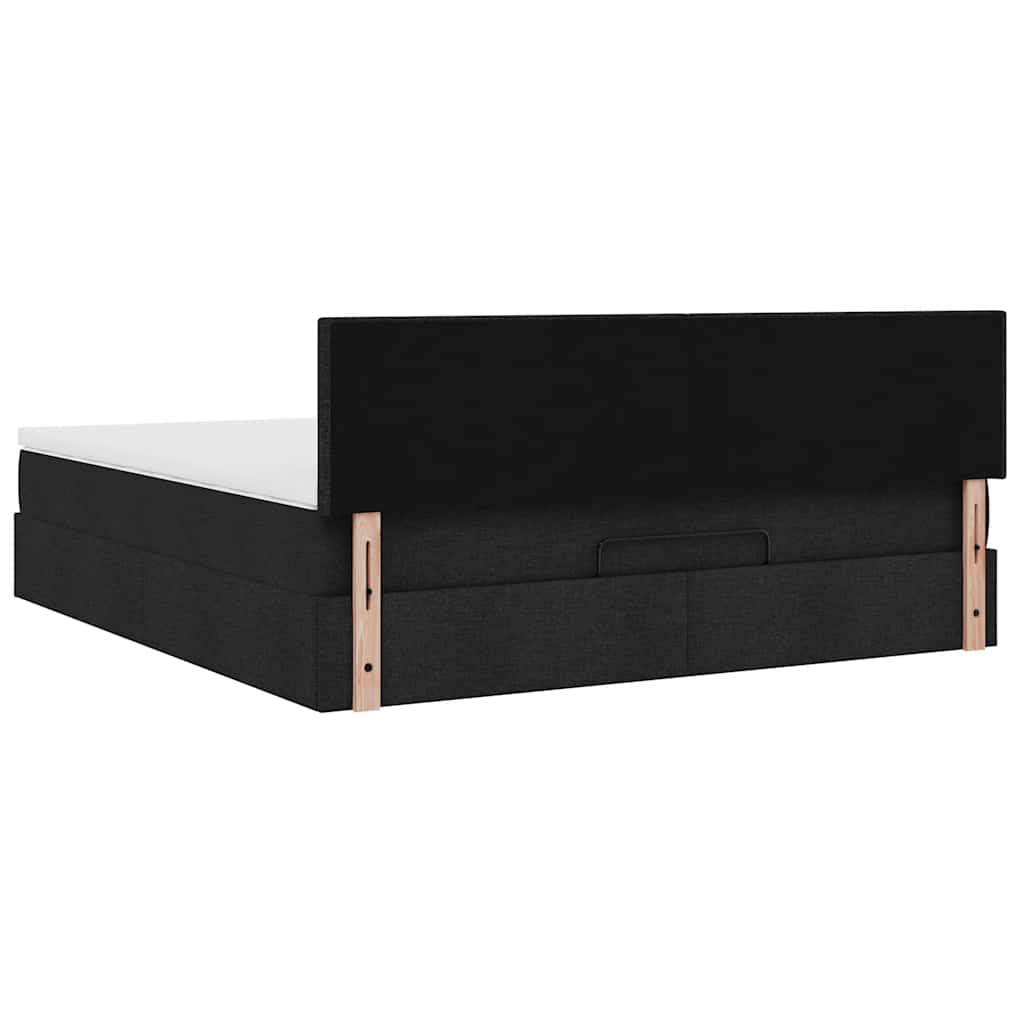 Lit ottoman avec matelas et LED Noir 180x200cm tissu