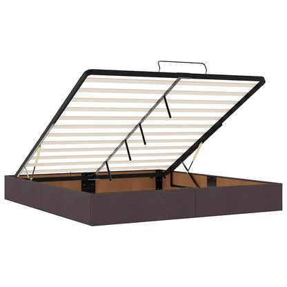 Lit ottoman avec matelas et LED Marron foncé 180x200 cm tissu