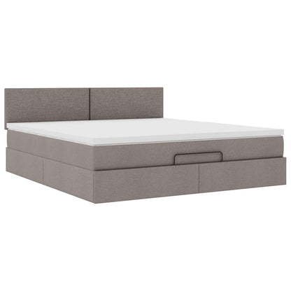 Lit ottoman avec matelas et LED Taupe 180x200cm tissu