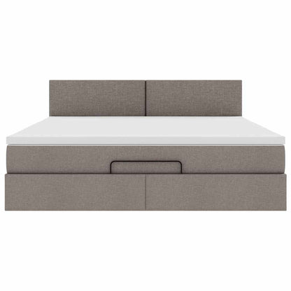 Lit ottoman avec matelas et LED Taupe 180x200cm tissu