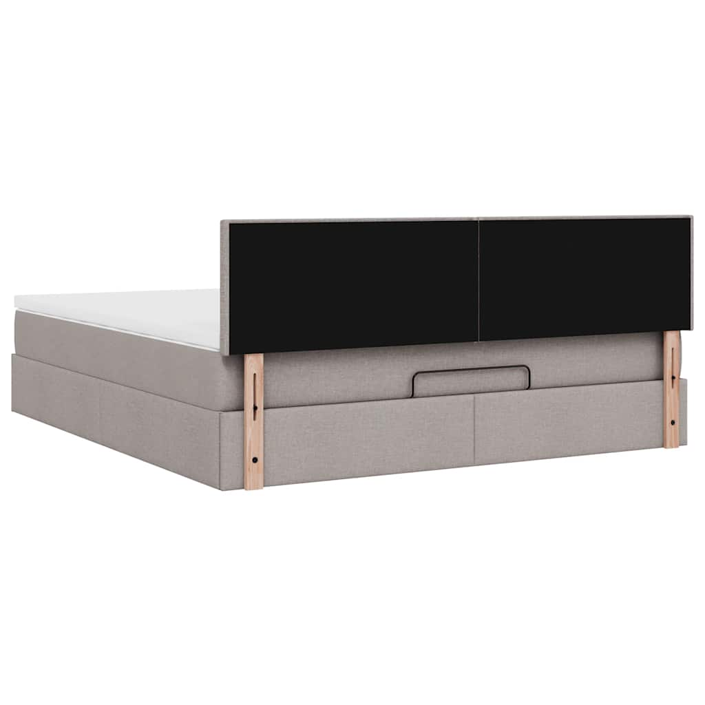 Lit ottoman avec matelas et LED Taupe 180x200cm tissu