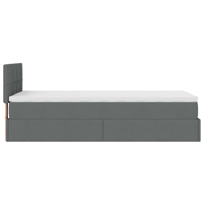 Lit ottoman avec matelas et LED gris foncé 90x200 cm tissu