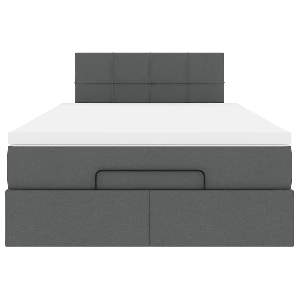 Lit ottoman avec matelas et LED gris foncé 120x190 cm tissu