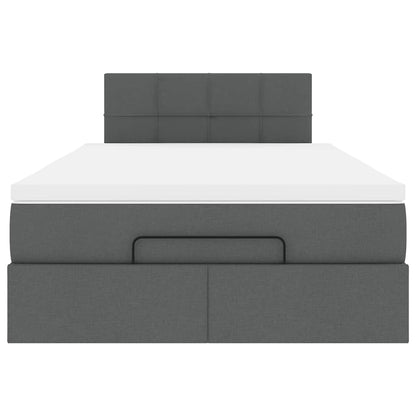 Lit ottoman avec matelas et LED gris foncé 120x190 cm tissu