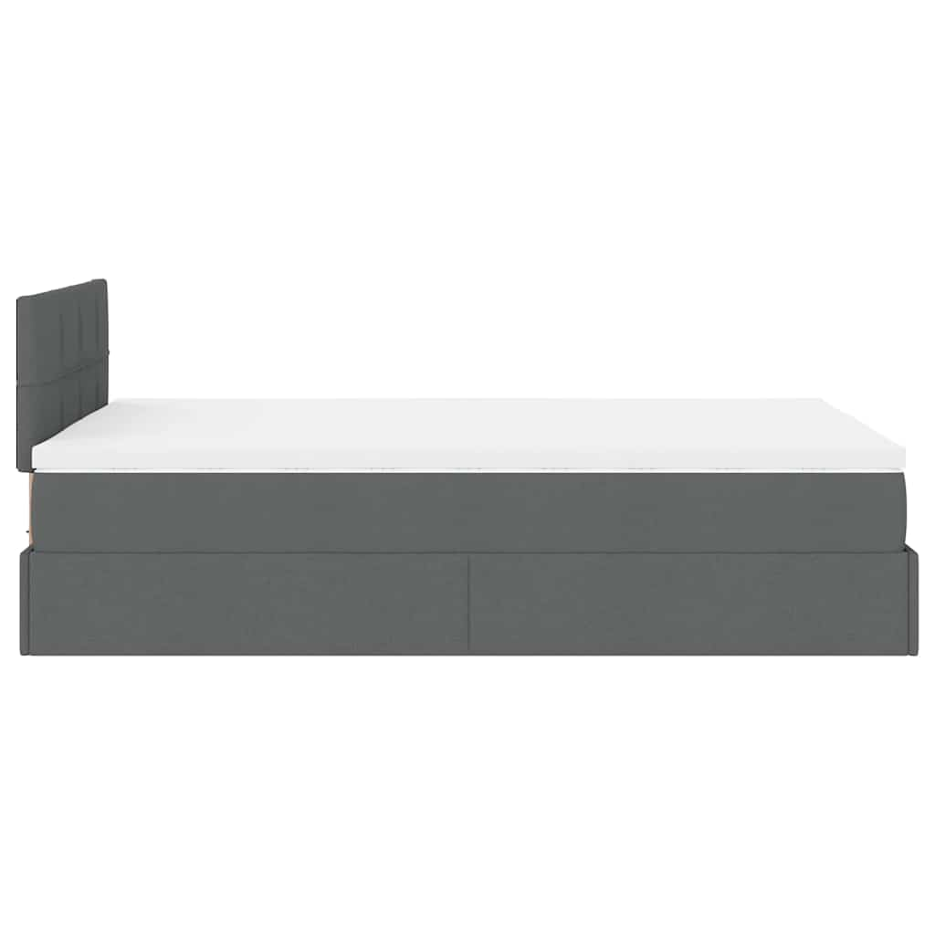 Lit ottoman avec matelas et LED gris foncé 120x190 cm tissu