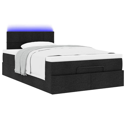 Lit ottoman avec matelas et LED noir 120x190 cm tissu