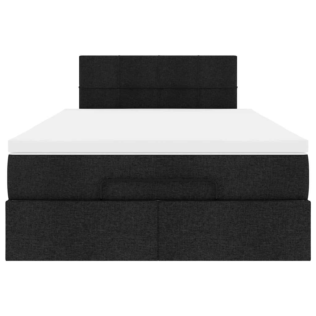 Lit ottoman avec matelas et LED noir 120x190 cm tissu