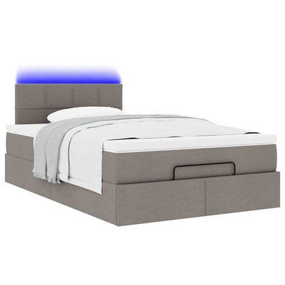 Lit ottoman avec matelas et LED Taupe 120x190 cm tissu