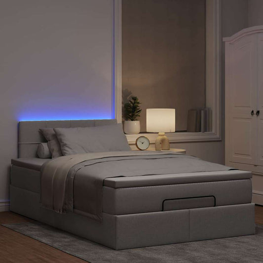 Lit ottoman avec matelas et LED Taupe 120x190 cm tissu