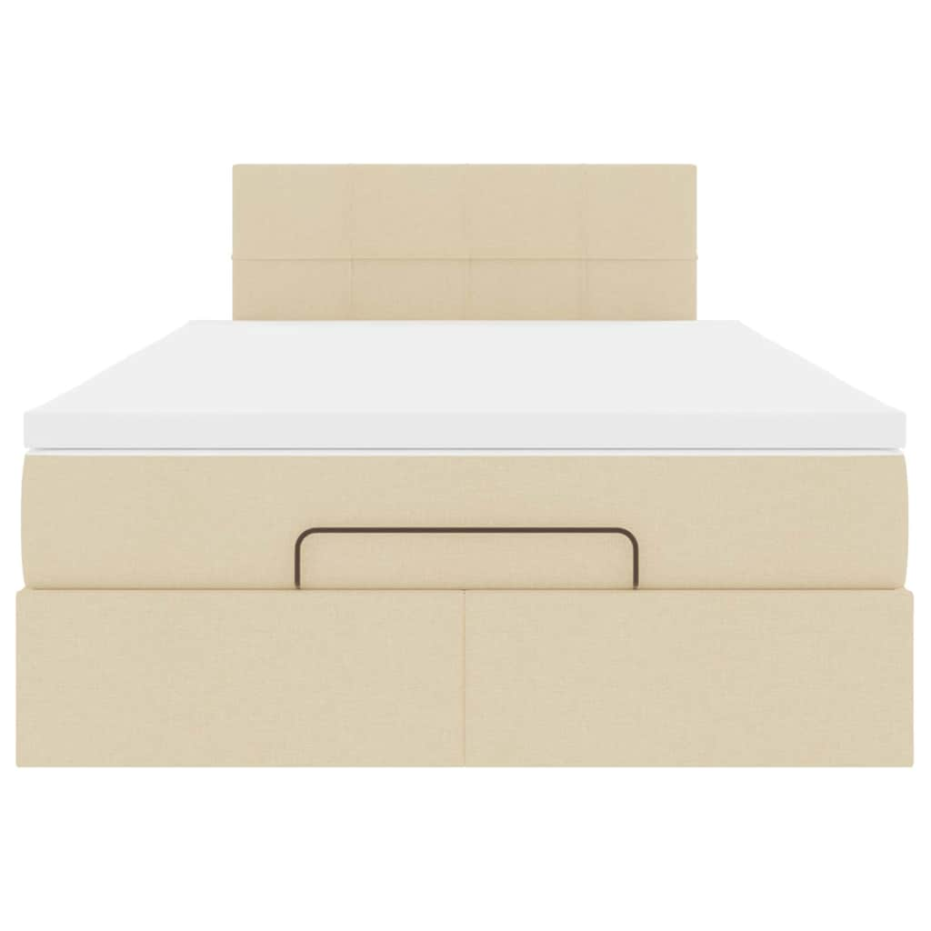 Lit ottoman avec matelas et LED crème 120x190 cm tissu