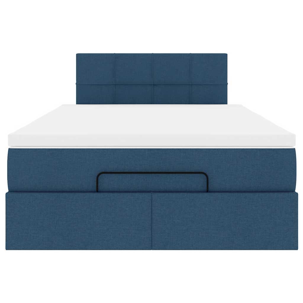 Lit ottoman avec matelas et LED bleu 120x190 cm tissu