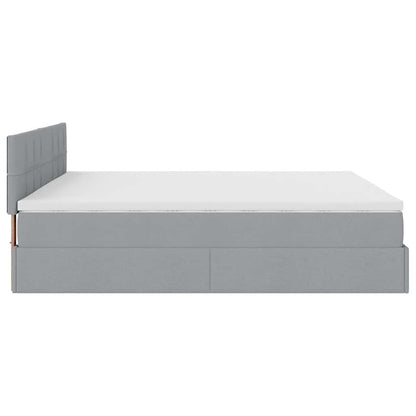 Lit ottoman avec matelas et LED Gris clair 180x200 cm tissu