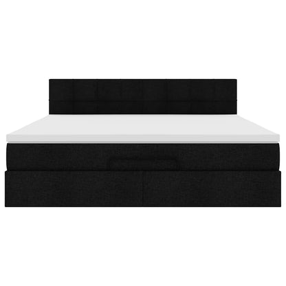 Lit ottoman avec matelas et LED Noir 180x200cm tissu