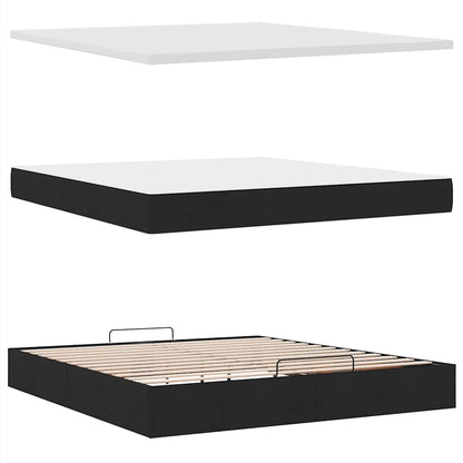 Lit ottoman avec matelas et LED Noir 180x200cm tissu