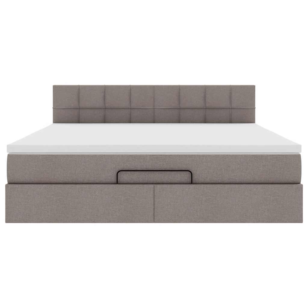 Lit ottoman avec matelas et LED Taupe 180x200cm tissu