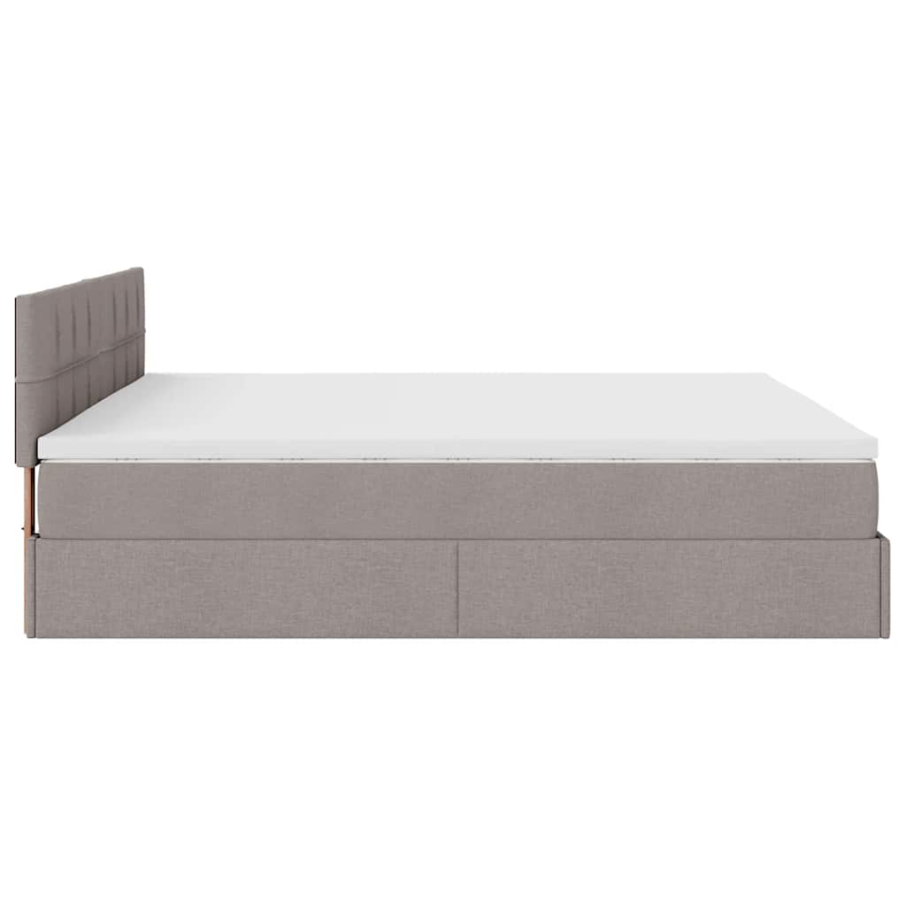 Lit ottoman avec matelas et LED Taupe 180x200cm tissu