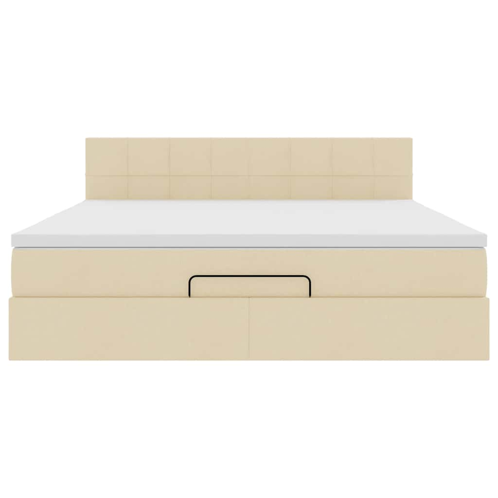 Lit ottoman avec matelas et LED crème 180x200cm tissu