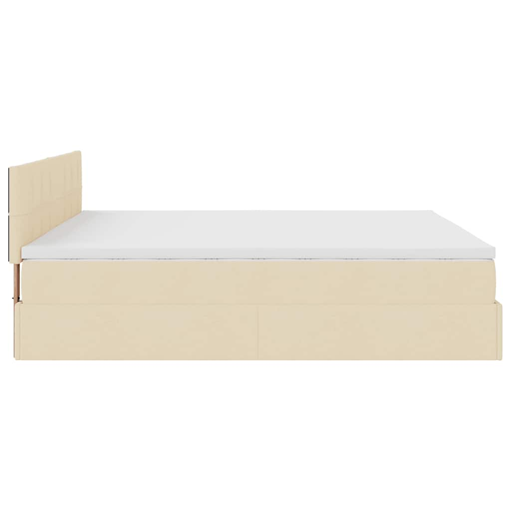 Lit ottoman avec matelas et LED crème 180x200cm tissu