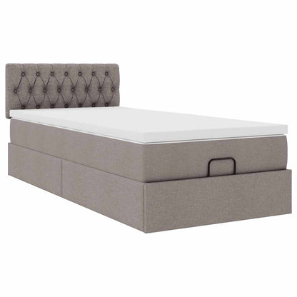 Lit ottoman avec matelas et LED taupe 90x200 cm tissu