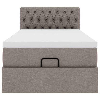 Lit ottoman avec matelas et LED taupe 90x200 cm tissu