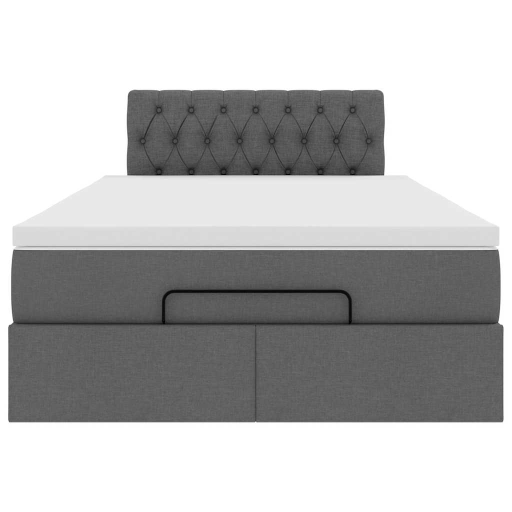 Lit ottoman avec matelas et LED gris foncé 120x190 cm tissu