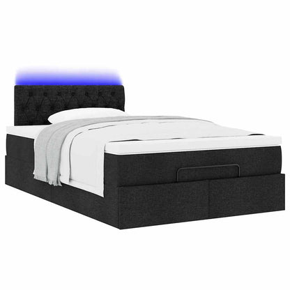 Lit ottoman avec matelas et LED noir 120x190 cm tissu