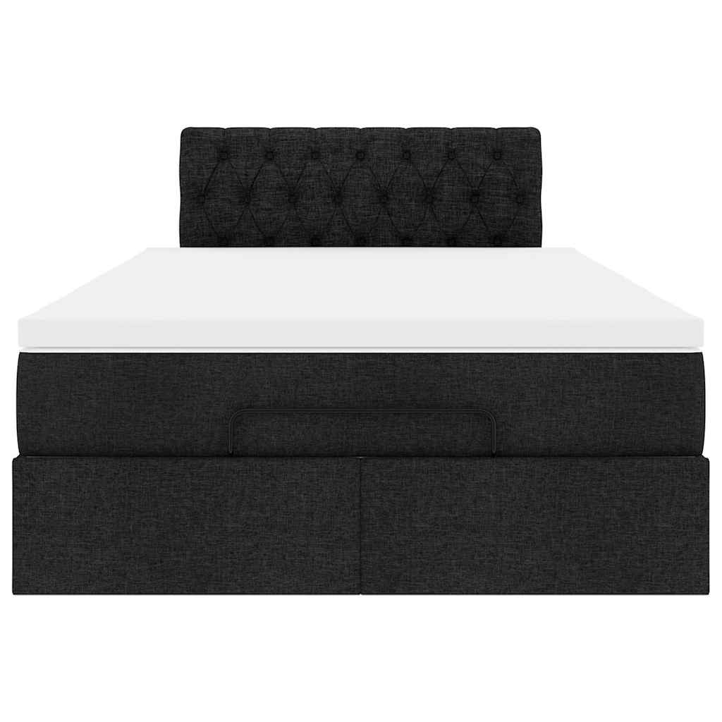 Lit ottoman avec matelas et LED noir 120x190 cm tissu