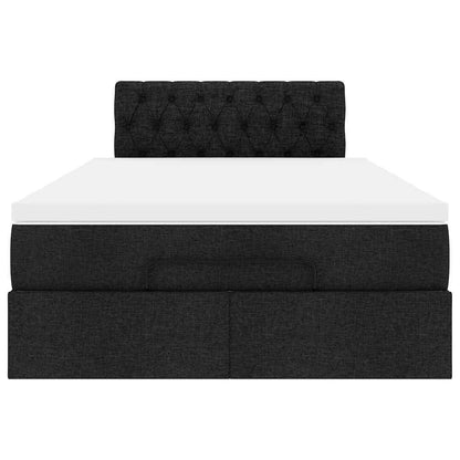 Lit ottoman avec matelas et LED noir 120x190 cm tissu